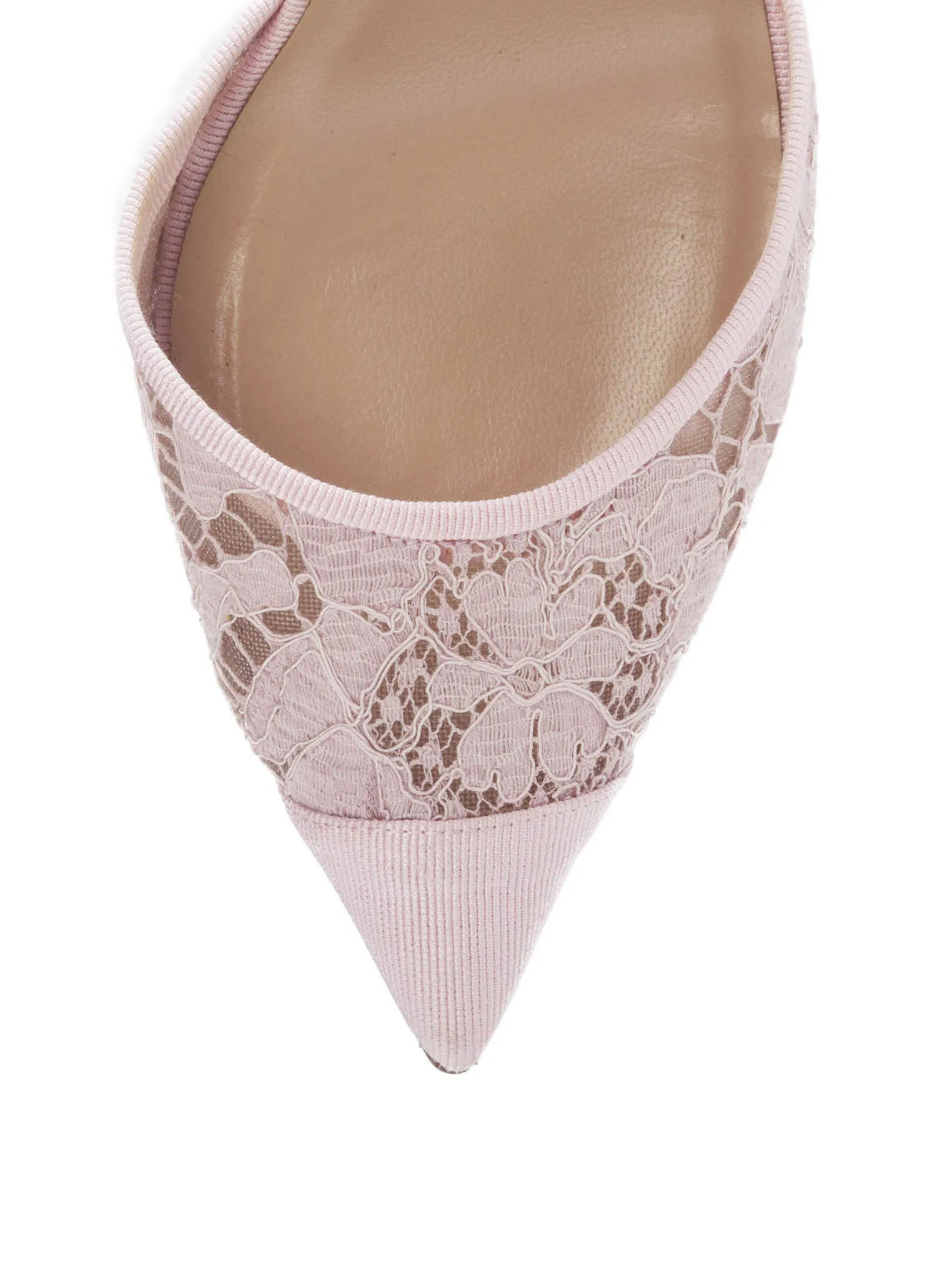 Lace Point-Toe Espadrille Wedge Pump - Pink