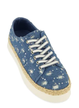 Lace Up Espadrille Platform Sneakers