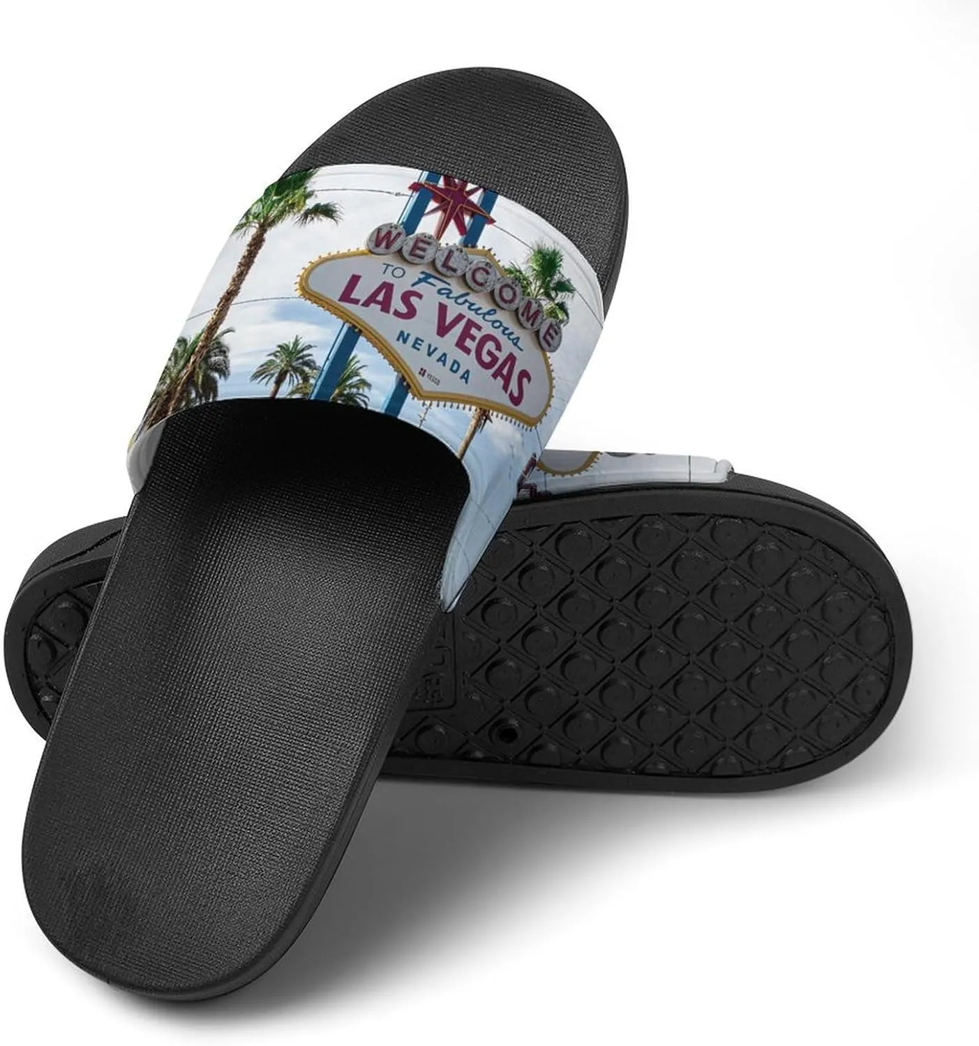 Las Vegas Unisex Non-Slip Home Slippers Open-toe Outdoor Indoor Slide Shoes Shower Sandals