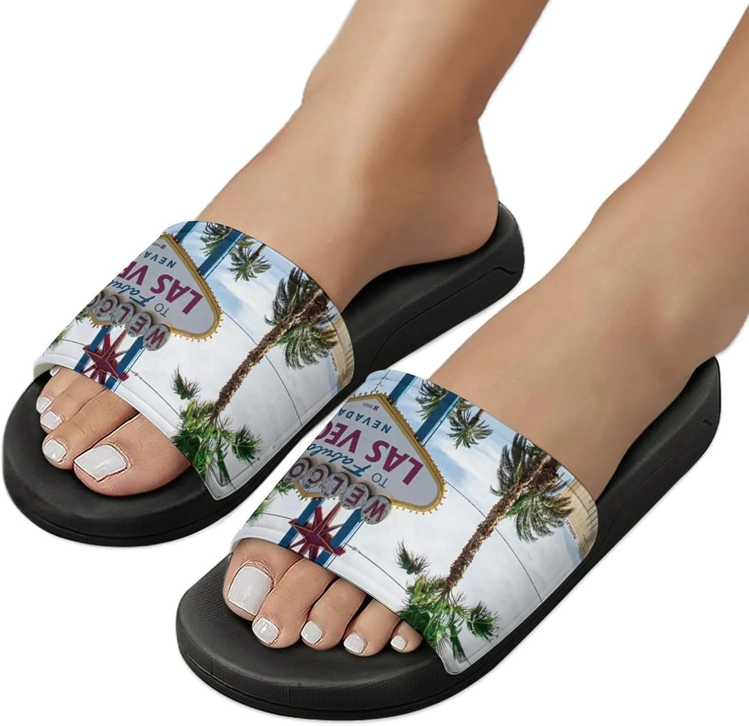 Las Vegas Unisex Non-Slip Home Slippers Open-toe Outdoor Indoor Slide Shoes Shower Sandals