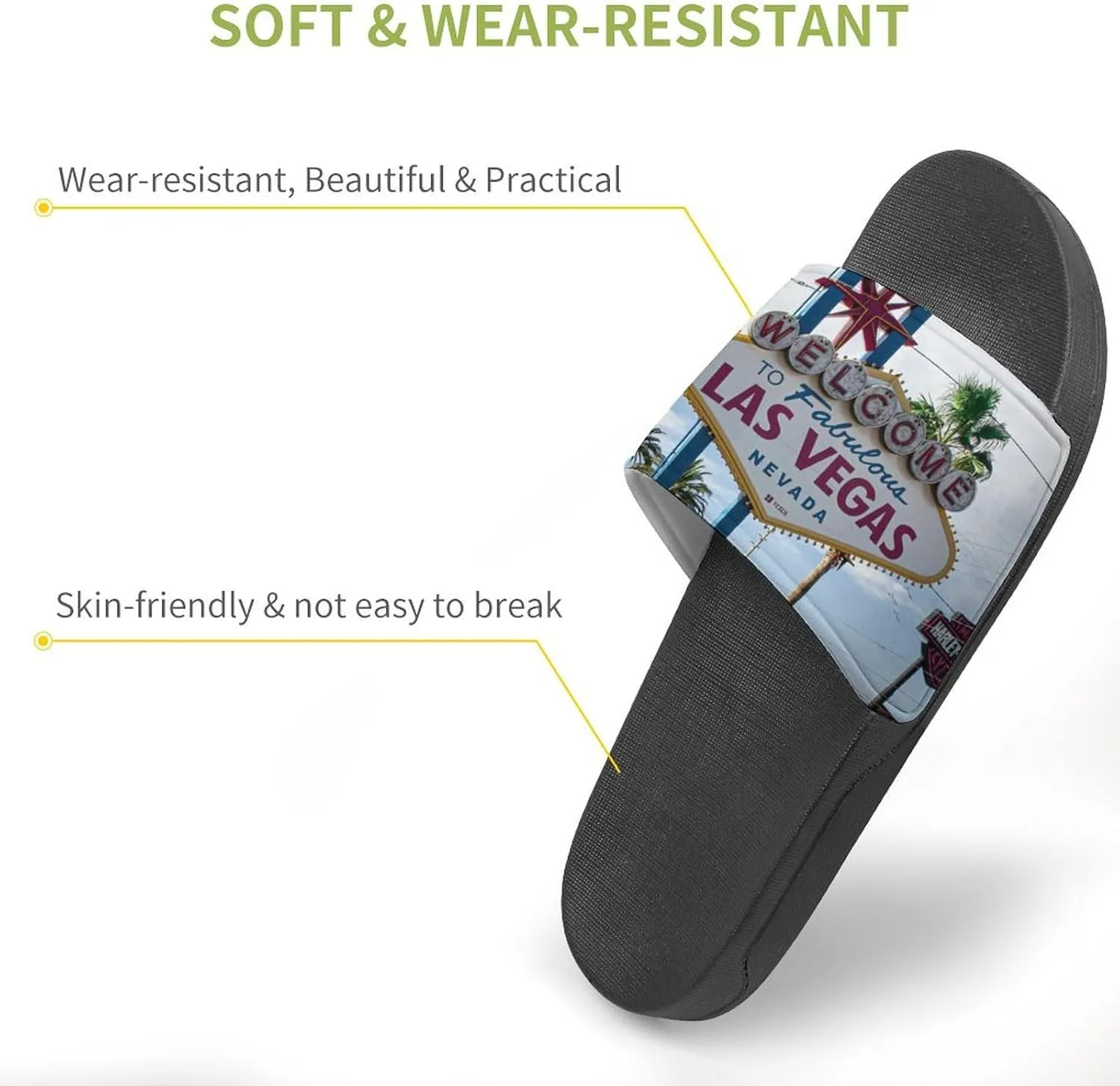 Las Vegas Unisex Non-Slip Home Slippers Open-toe Outdoor Indoor Slide Shoes Shower Sandals