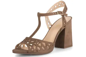 Laser-cut Pumps Truffle Open Toe Comprehensive selection Heel Nico Quick turnaround Sandals TESSA Heeled Klub Suede Block