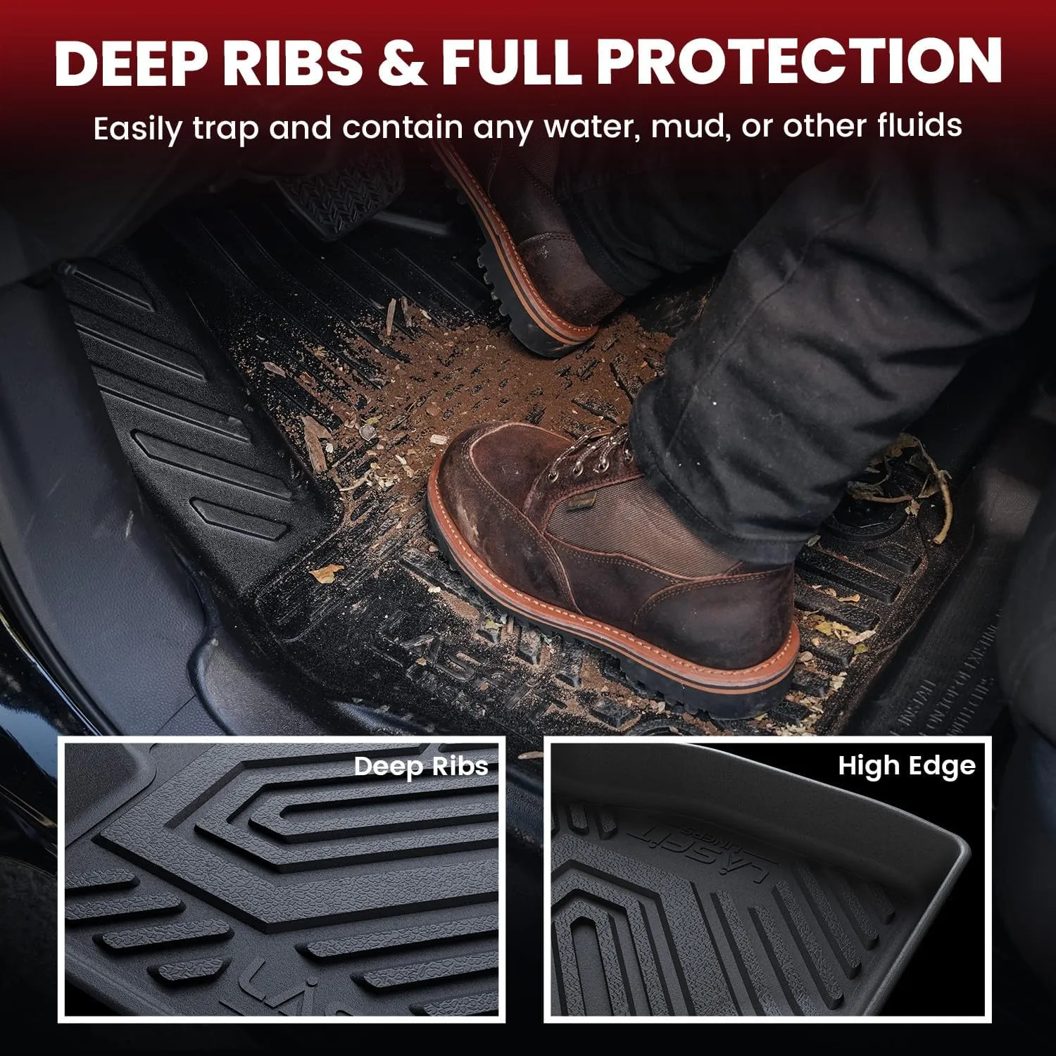 LASFIT Floor Mats for Nissan Kicks 2025, Custom Fit All Weather Protection TPE Easy Clean No-Curling Durable Floor Liners for 2025 Kicks S/SV/SR 1st & 2nd Row Car Mats, Black