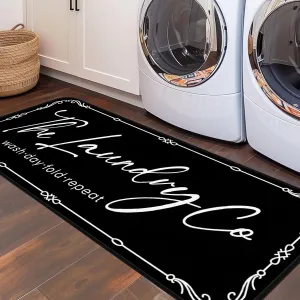 Laundry Room Rug Runner, 24"x72" Non Slip Laundry Rug Kitchen mat Machine Washable Text Design Rug Waterproof Mudroom Floor Carpet Runner Stylish Versatile Farmhouse Rugs Decor