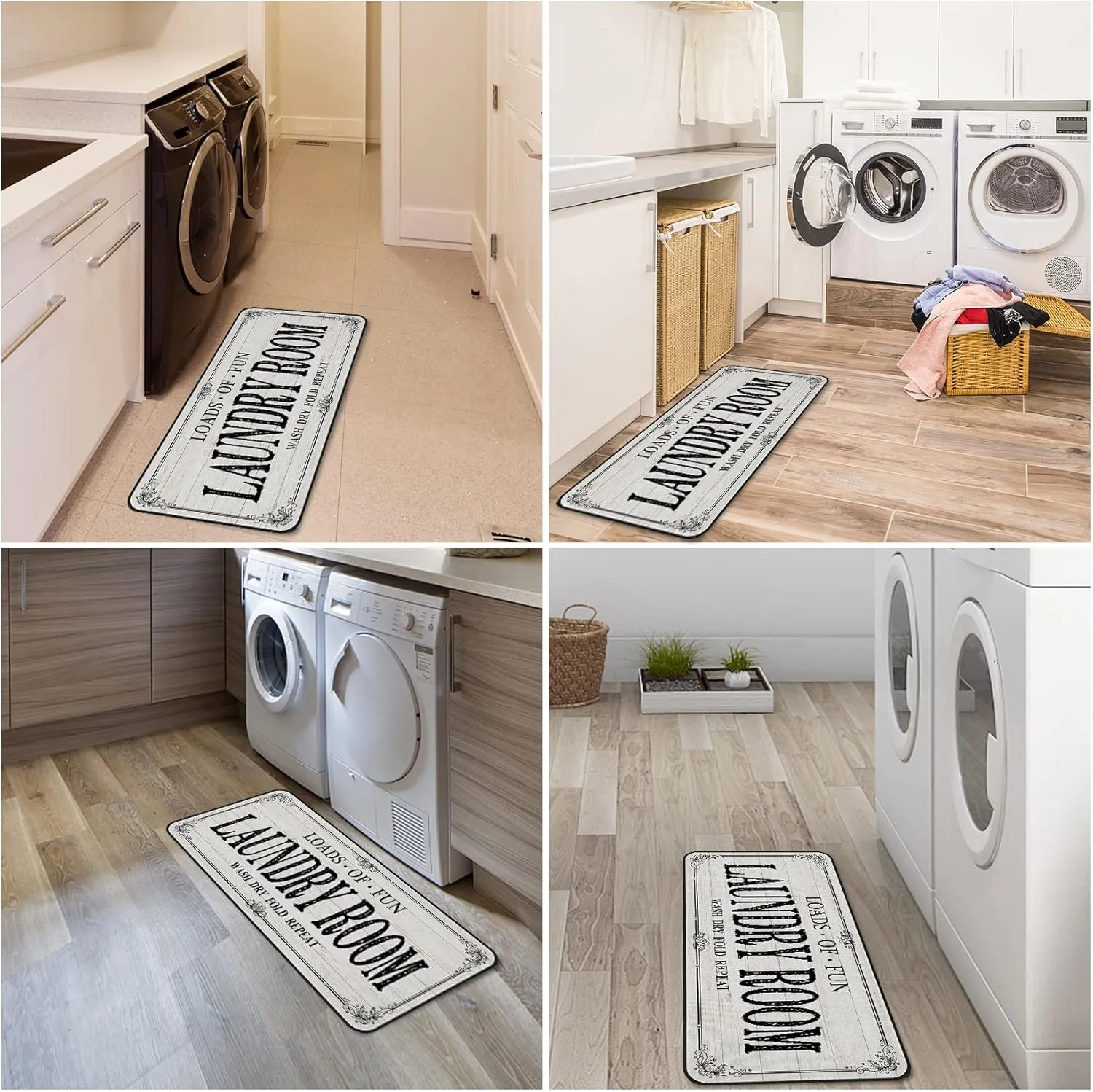 Laundry Room Rug Runner Non Slip Laundry Mats Mudroom Runner Farmhouse Kitchen Floor Mat Bathroom Laundry Room Decor Accessories(Beige, 20 X 47 inch)