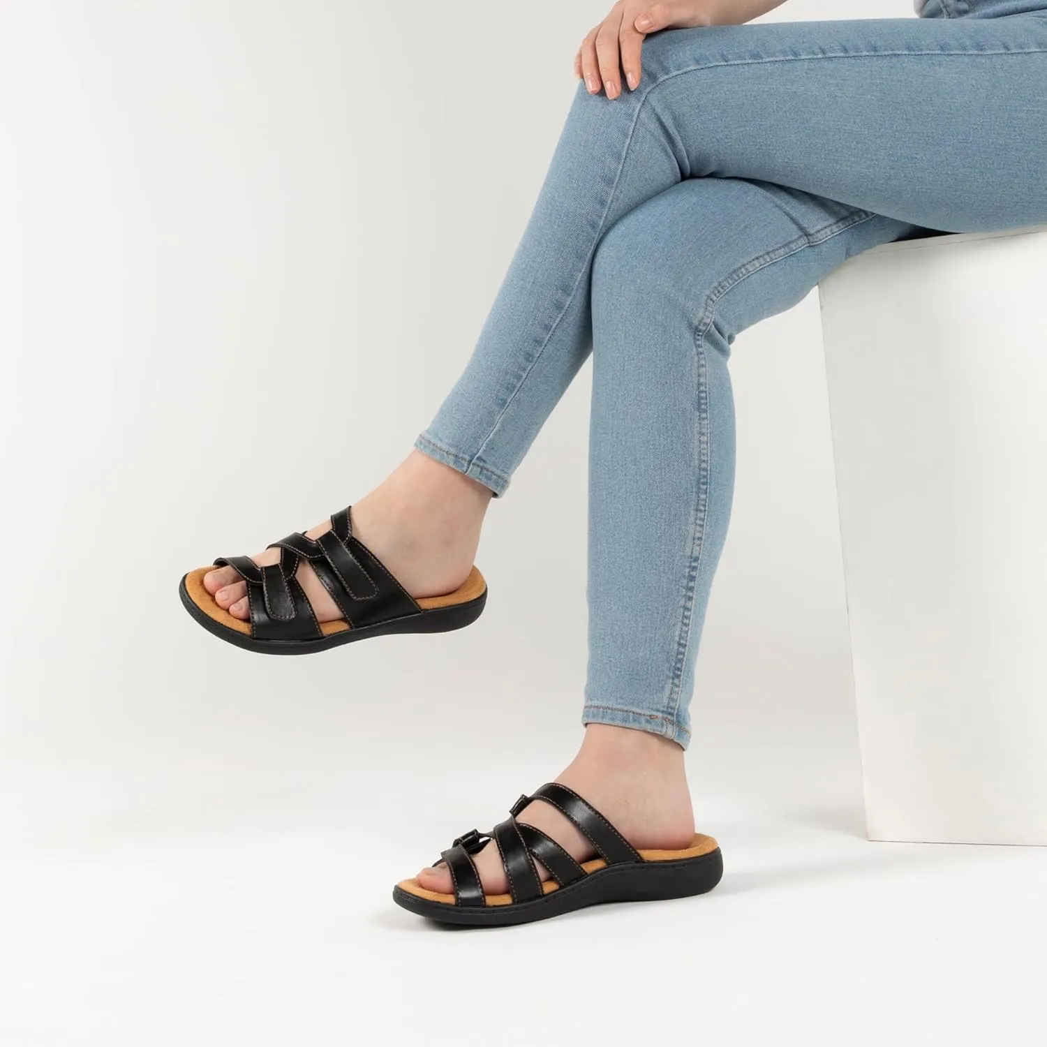 LazyStep Women's Orthotic Slide Sandals with Arch Support & Adjustable Straps