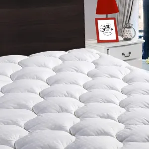 LEISURE TOWN King Mattress Pad Fitted Quilted Cotton Mattress Cover Cooling Soft Pillow Top Mattress Topper with Down Alternative Filling Mattress Protector with 8-21 Deep Pocket (78x80 White)