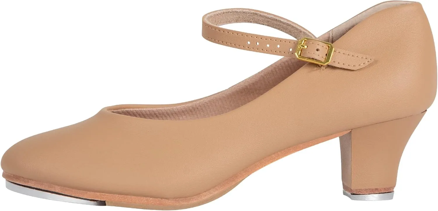 Linodes PU Leather Ankle Strap Character Tap Shoe 1.55'' Dance Shoes for Women