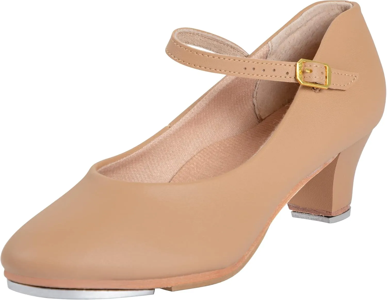Linodes PU Leather Ankle Strap Character Tap Shoe 1.55'' Dance Shoes for Women
