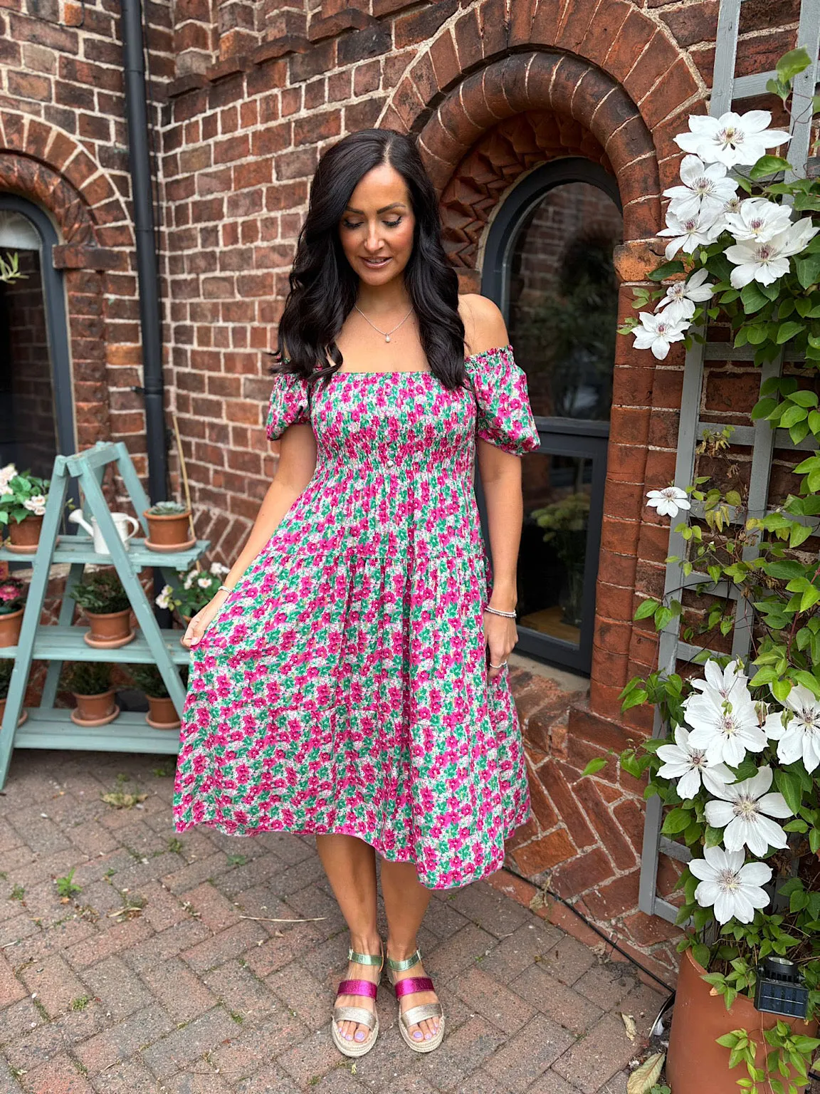 Lipstick Ditsy Floral Dress Veronica