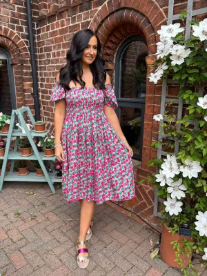 Lipstick Ditsy Floral Dress Veronica