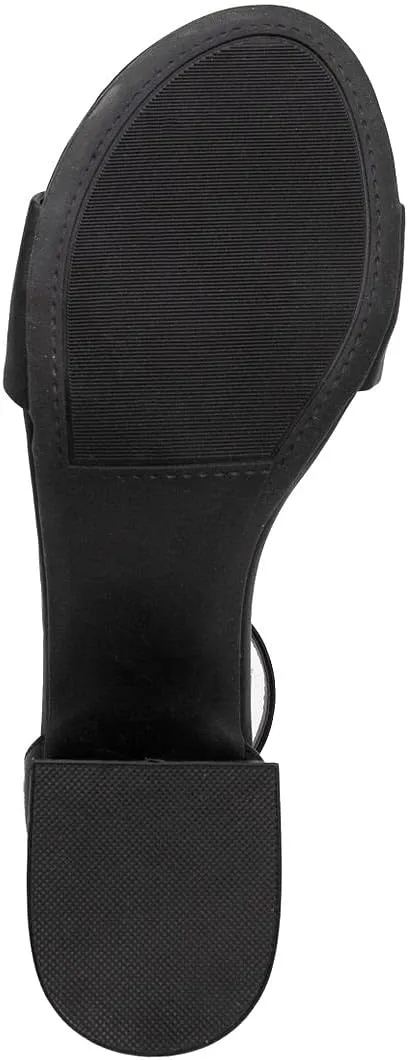LONDON FOG Women's Nikki Low Two Piece Block Heel Dress Shoe Ladies Ankle Strap Pump Sandal