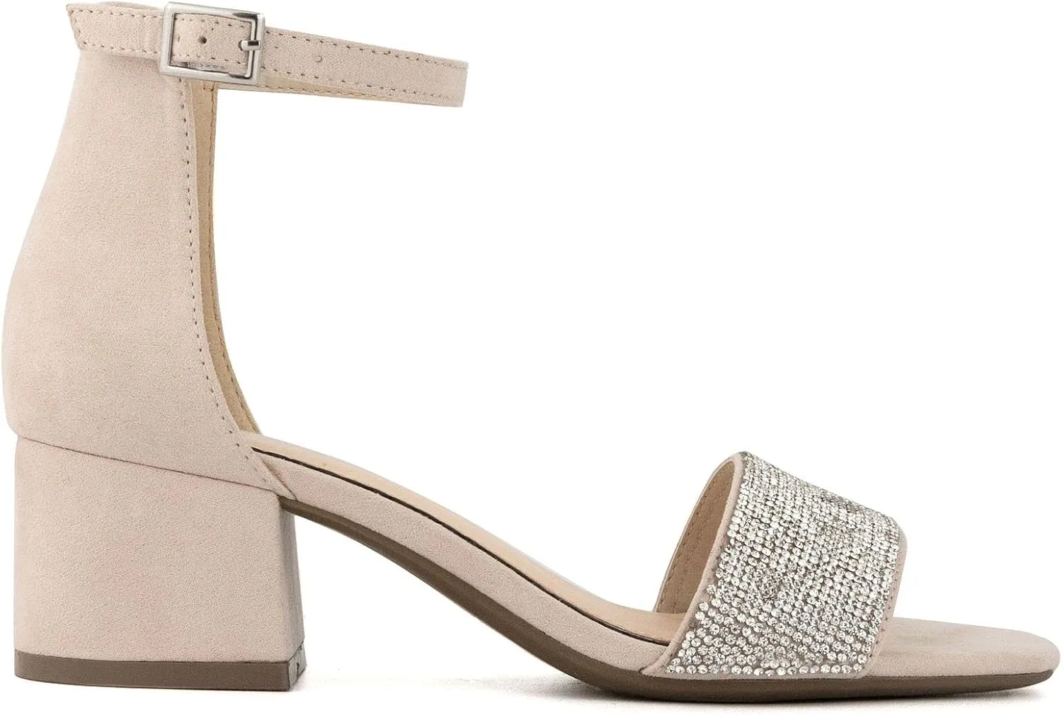 LONDON FOG Women's Nikki Low Two Piece Block Heel Dress Shoe Ladies Ankle Strap Pump Sandal