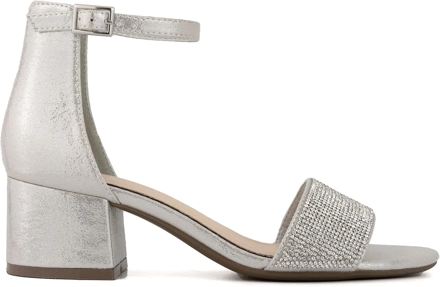 LONDON FOG Women's Nikki Low Two Piece Block Heel Dress Shoe Ladies Ankle Strap Pump Sandal