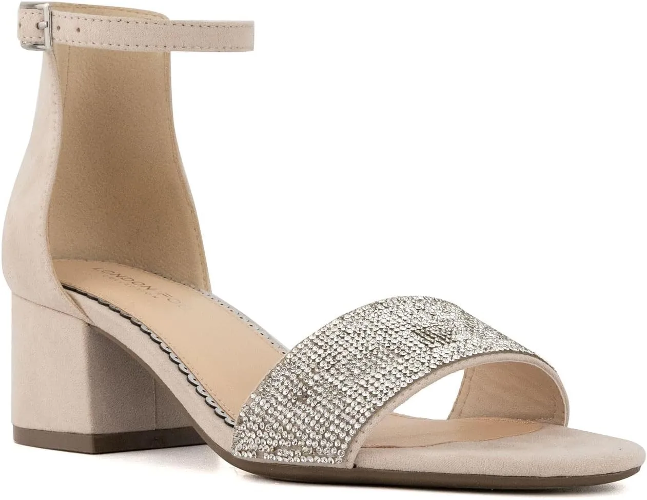 LONDON FOG Women's Nikki Low Two Piece Block Heel Dress Shoe Ladies Ankle Strap Pump Sandal