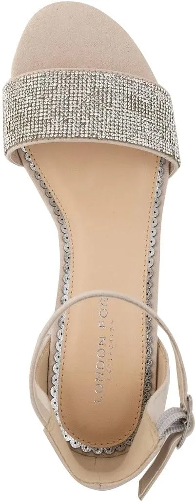 LONDON FOG Women's Nikki Low Two Piece Block Heel Dress Shoe Ladies Ankle Strap Pump Sandal
