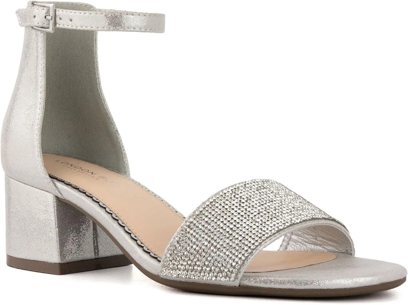 LONDON FOG Women's Nikki Low Two Piece Block Heel Dress Shoe Ladies Ankle Strap Pump Sandal