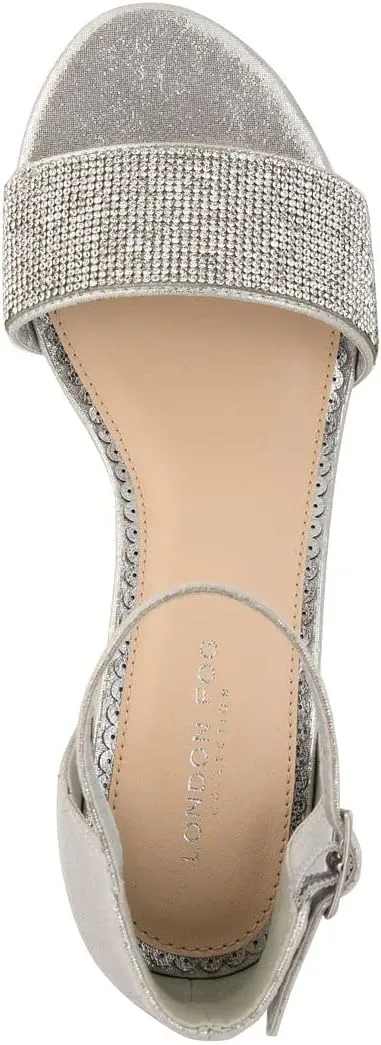 LONDON FOG Women's Nikki Low Two Piece Block Heel Dress Shoe Ladies Ankle Strap Pump Sandal