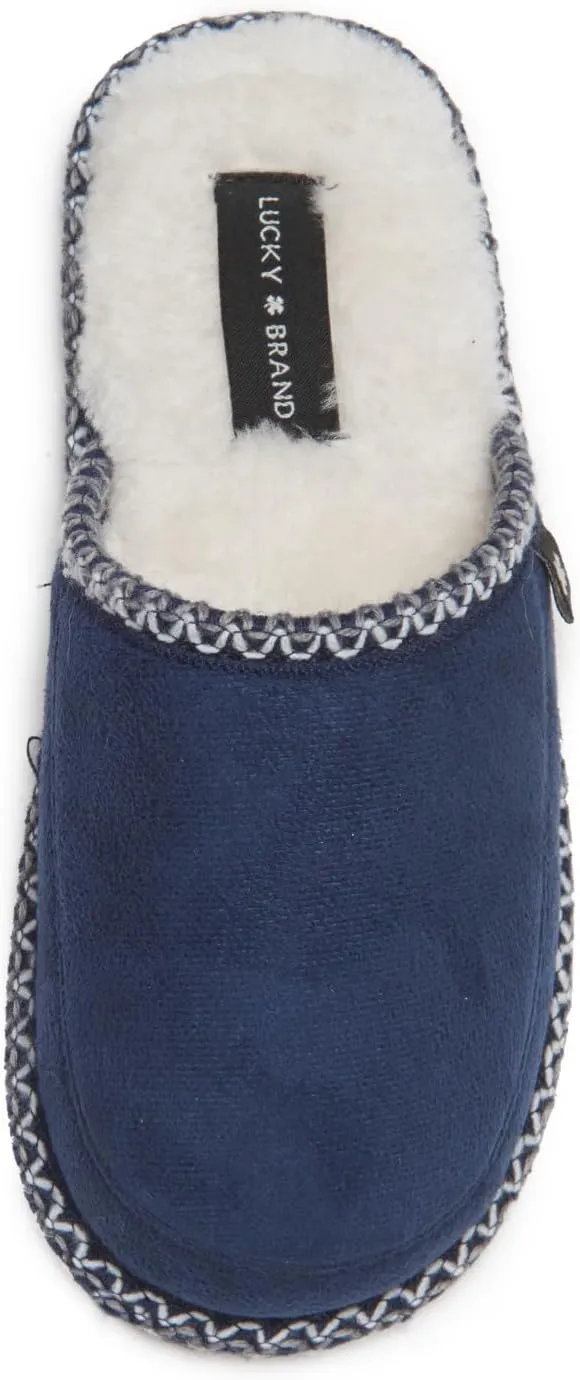 Lucky Brand Micro-Suede Memory Foam Boys Slippers - Closed Toe Plush Lined House Shoes/Kids Slippers