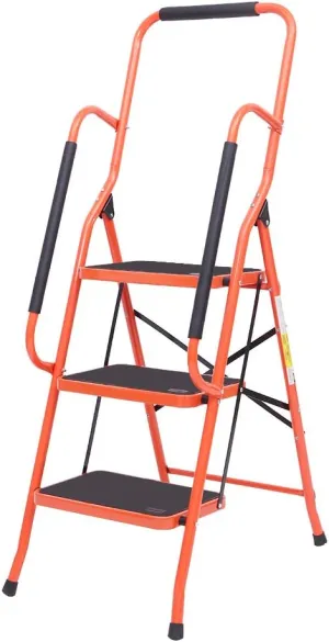 LUISLADDERS 3 Step Ladder Safety Tool Ladder Folding Anti-Slip Step Stool Ladder Padded Side Handrails with Large Area Pedals for Kitchen Home and Office 330lbs (3 Step)