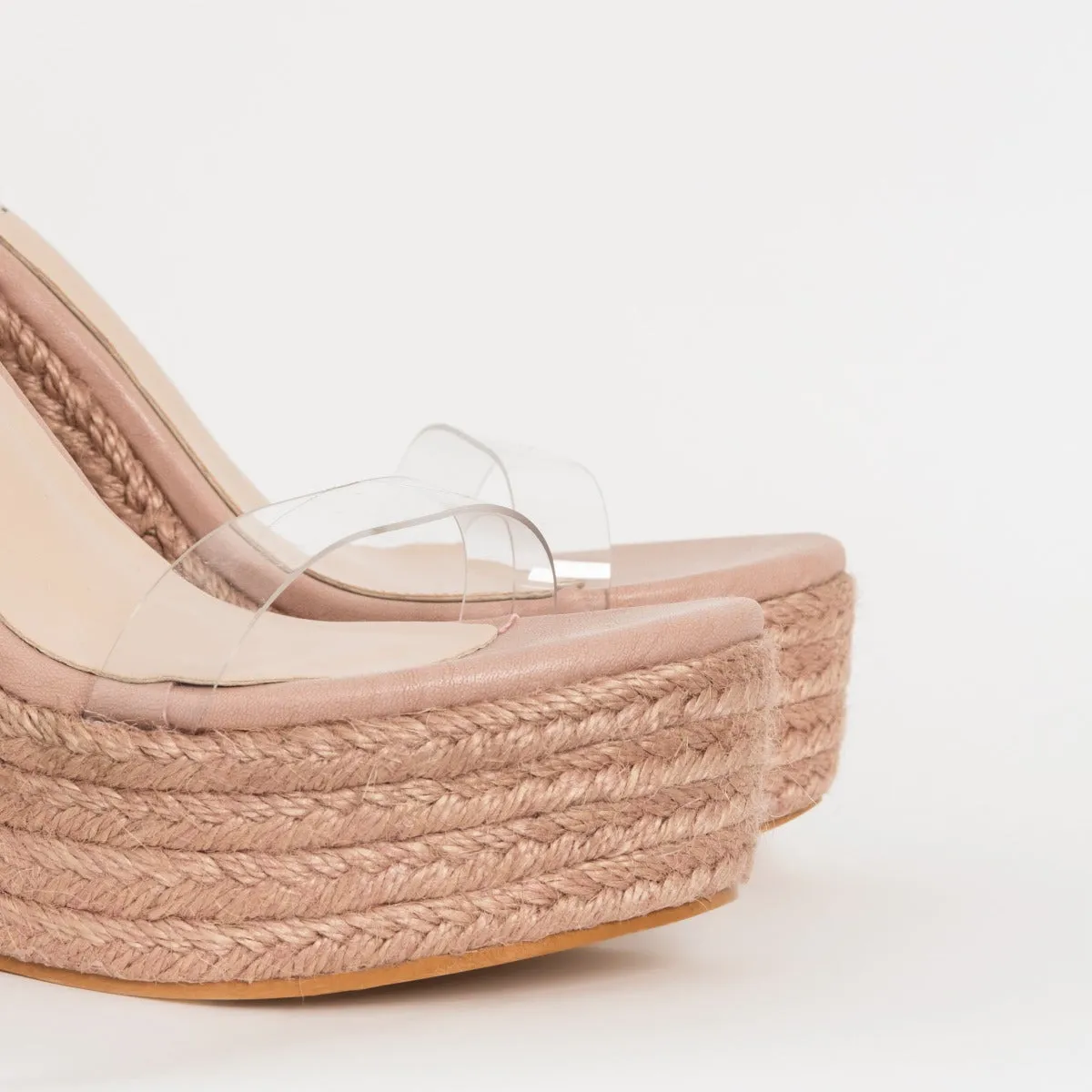 Malina Pink Espadrille Lace Up Wedges