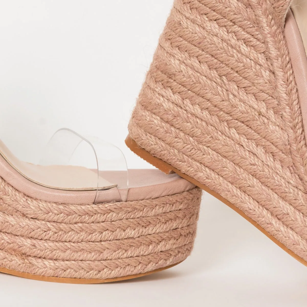 Malina Pink Espadrille Lace Up Wedges