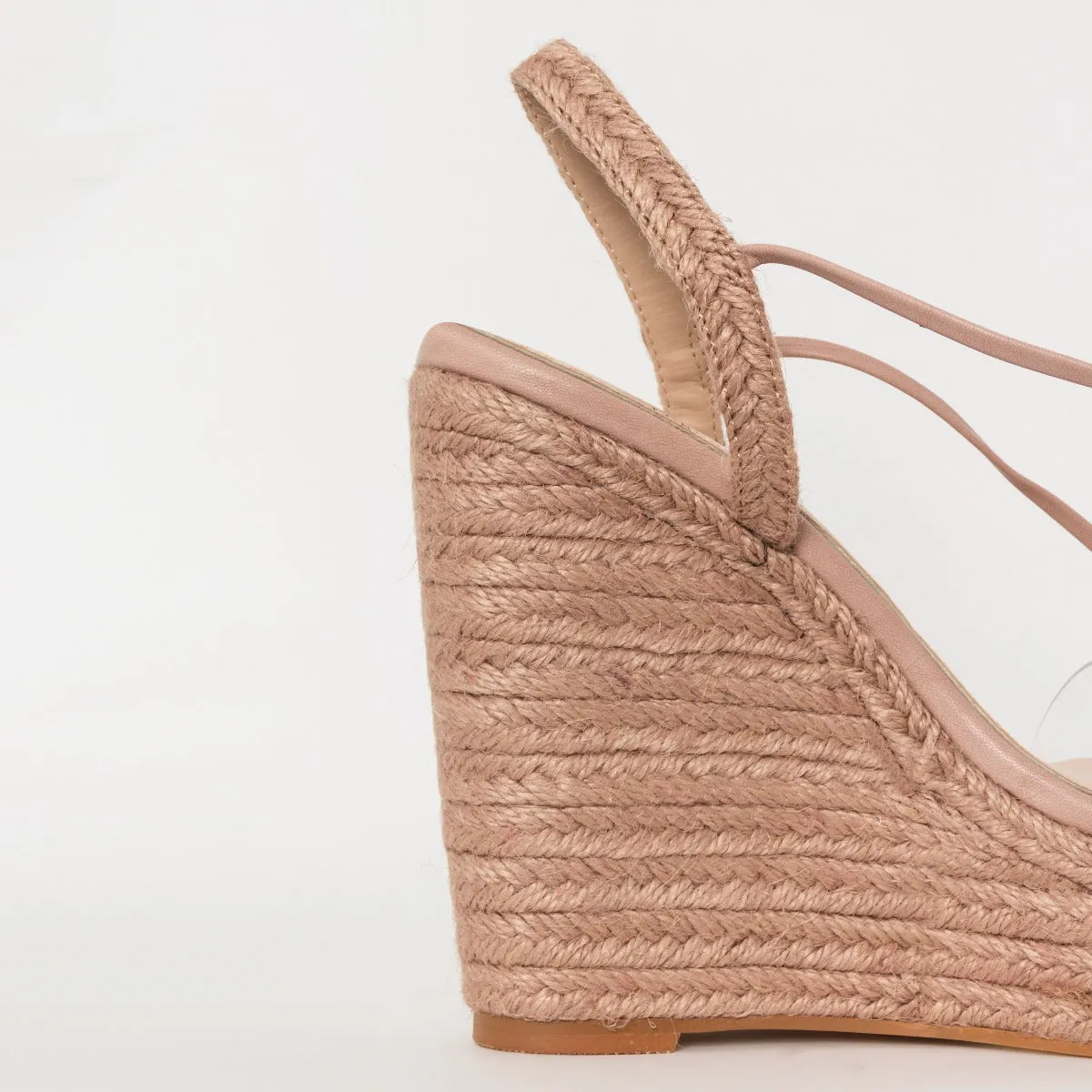 Malina Pink Espadrille Lace Up Wedges