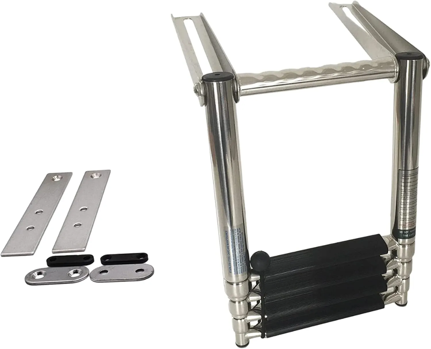MARINE CITY 4-Step Telescoping Boat Ladder Over Platform Slide, 304 Stainless Steel, PVC Anti-Slip Mats, Foldable, Mirror Polished Finish, for Marines, Boats, Ships, Yachts, Kayaks (Pack of 1)