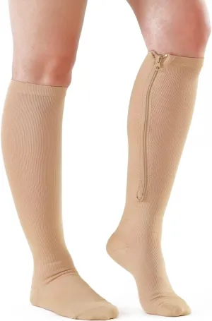 Medical Zipper Compression Socks 15-20mmHg for Women&Men, Knee High Compression Stockings