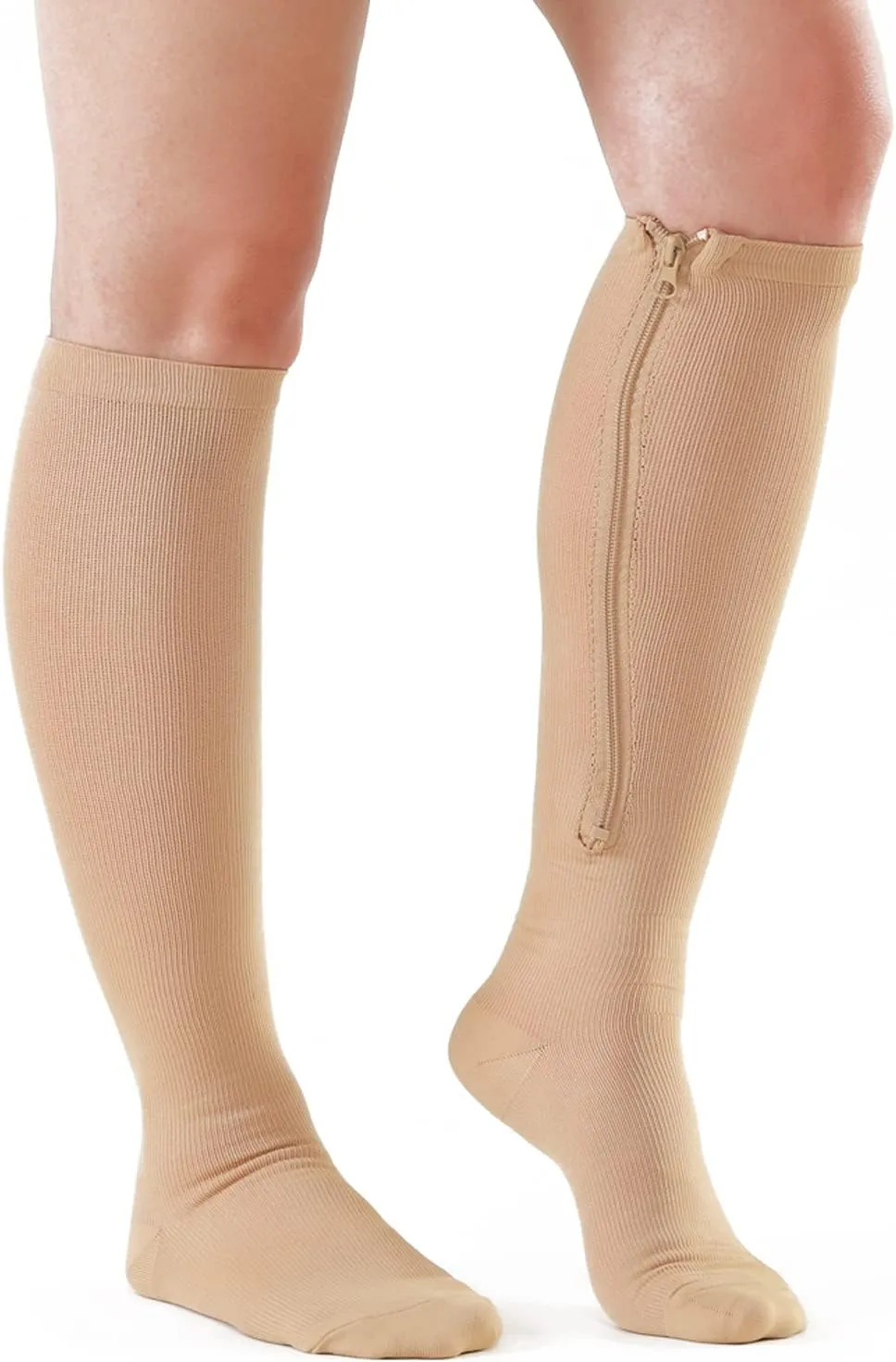 Medical Zipper Compression Socks 15-20mmHg for Women&Men, Knee High Compression Stockings