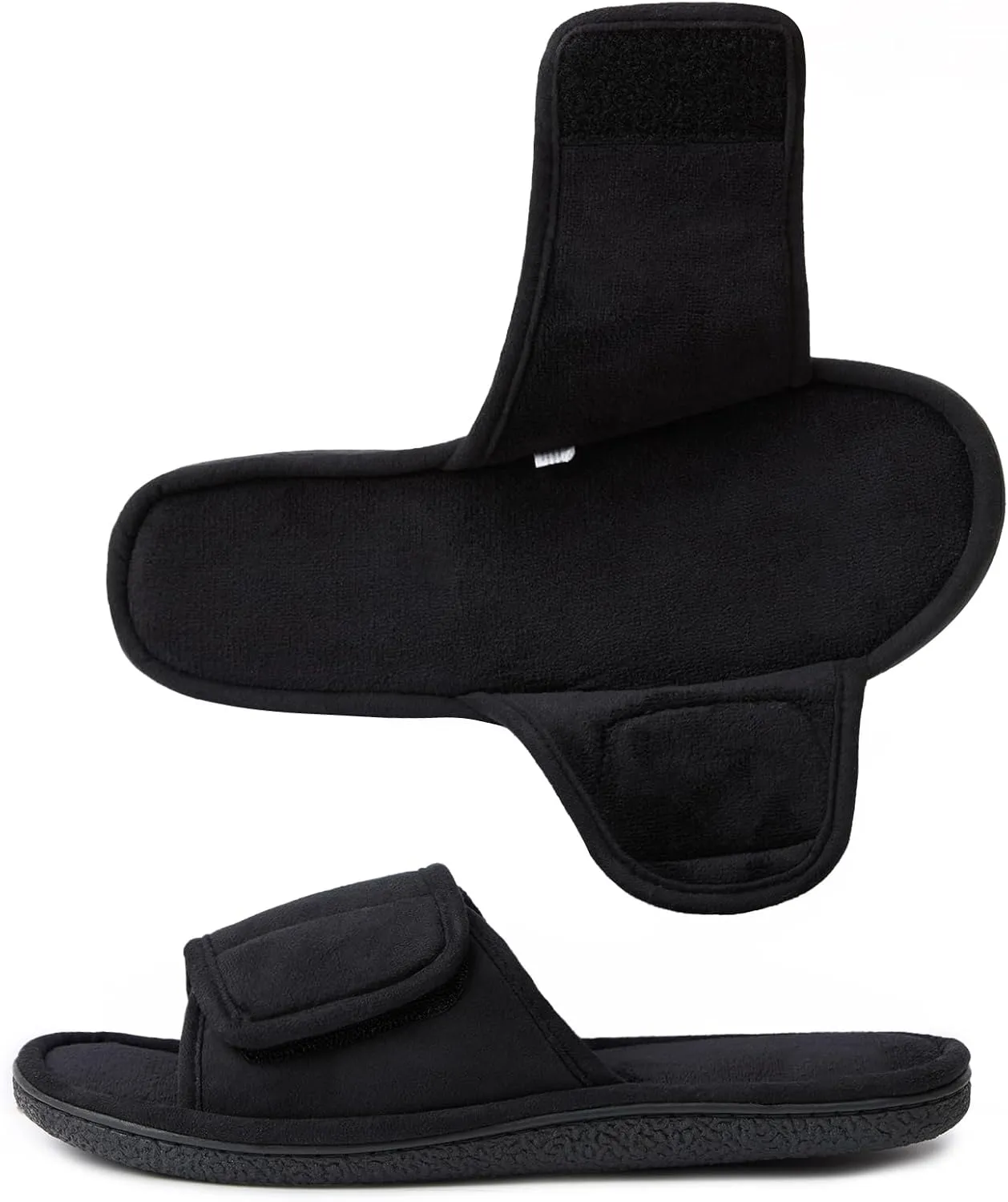 Men's Adjustable Open Toe Slippers Memory Foam Slip on Breathable House Slipper Cozy House Shoes, Comfort Anti-Skid Sole Classy Indoor Outdoor Slide Suit for All Season Wear