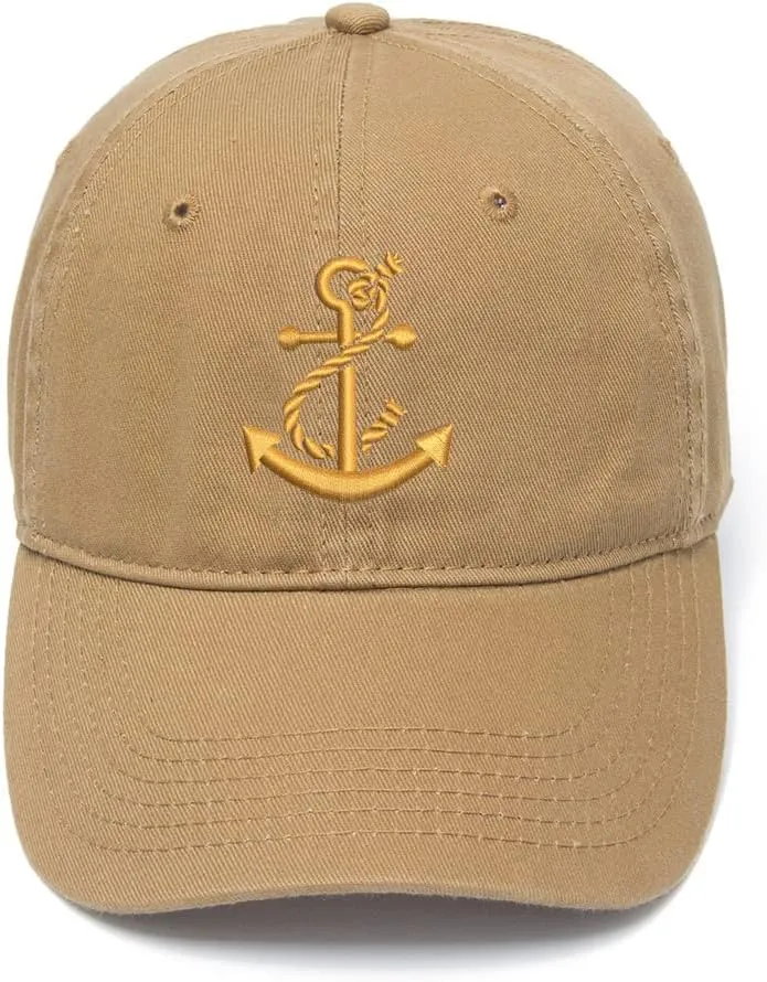 Men's Baseball Caps Anchor Embroidered Dad Hat Washed Cotton Embroidery Hat