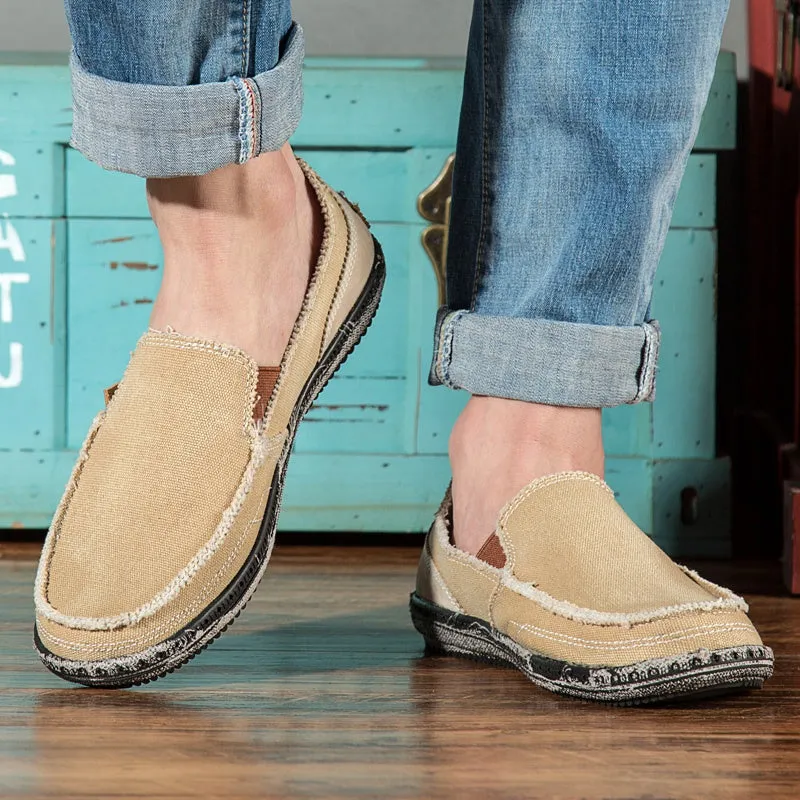 Men's breathable Washed Canvas Slip-ons Mens Espadrille Casual Flats Loafers