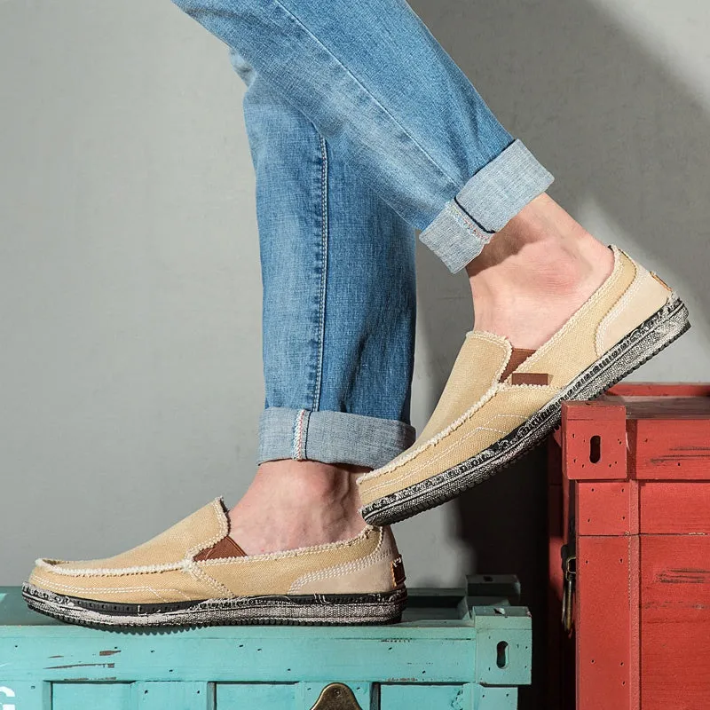 Men's breathable Washed Canvas Slip-ons Mens Espadrille Casual Flats Loafers