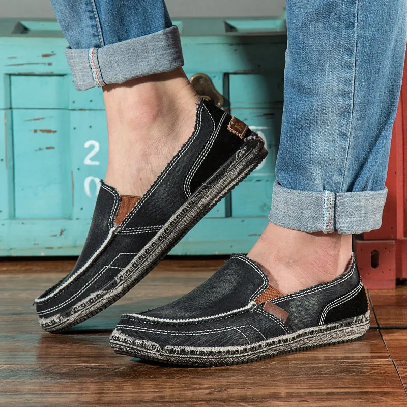 Men's breathable Washed Canvas Slip-ons Mens Espadrille Casual Flats Loafers