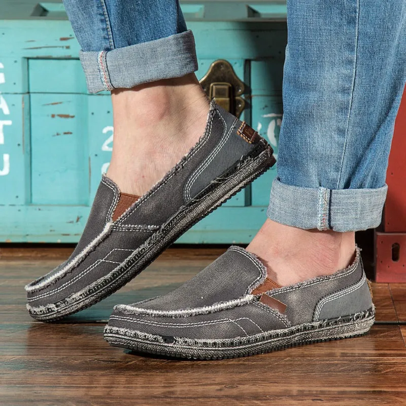 Men's breathable Washed Canvas Slip-ons Mens Espadrille Casual Flats Loafers