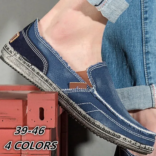 Men's breathable Washed Canvas Slip-ons Mens Espadrille Casual Flats Loafers