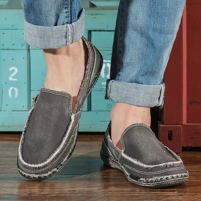 Men's breathable Washed Canvas Slip-ons Mens Espadrille Casual Flats Loafers