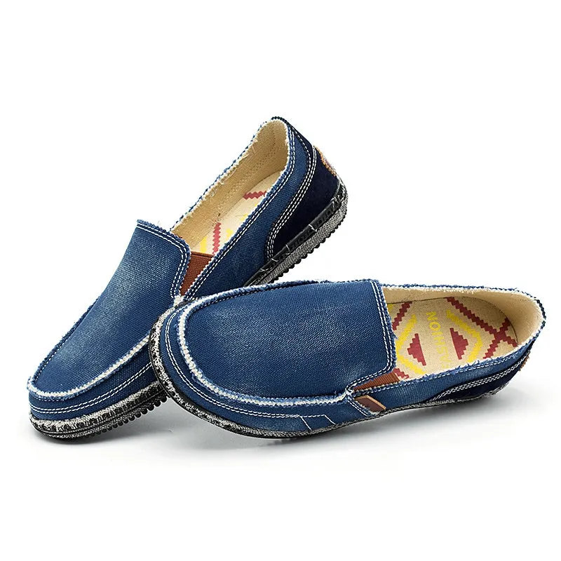 Men's breathable Washed Canvas Slip-ons Mens Espadrille Casual Flats Loafers