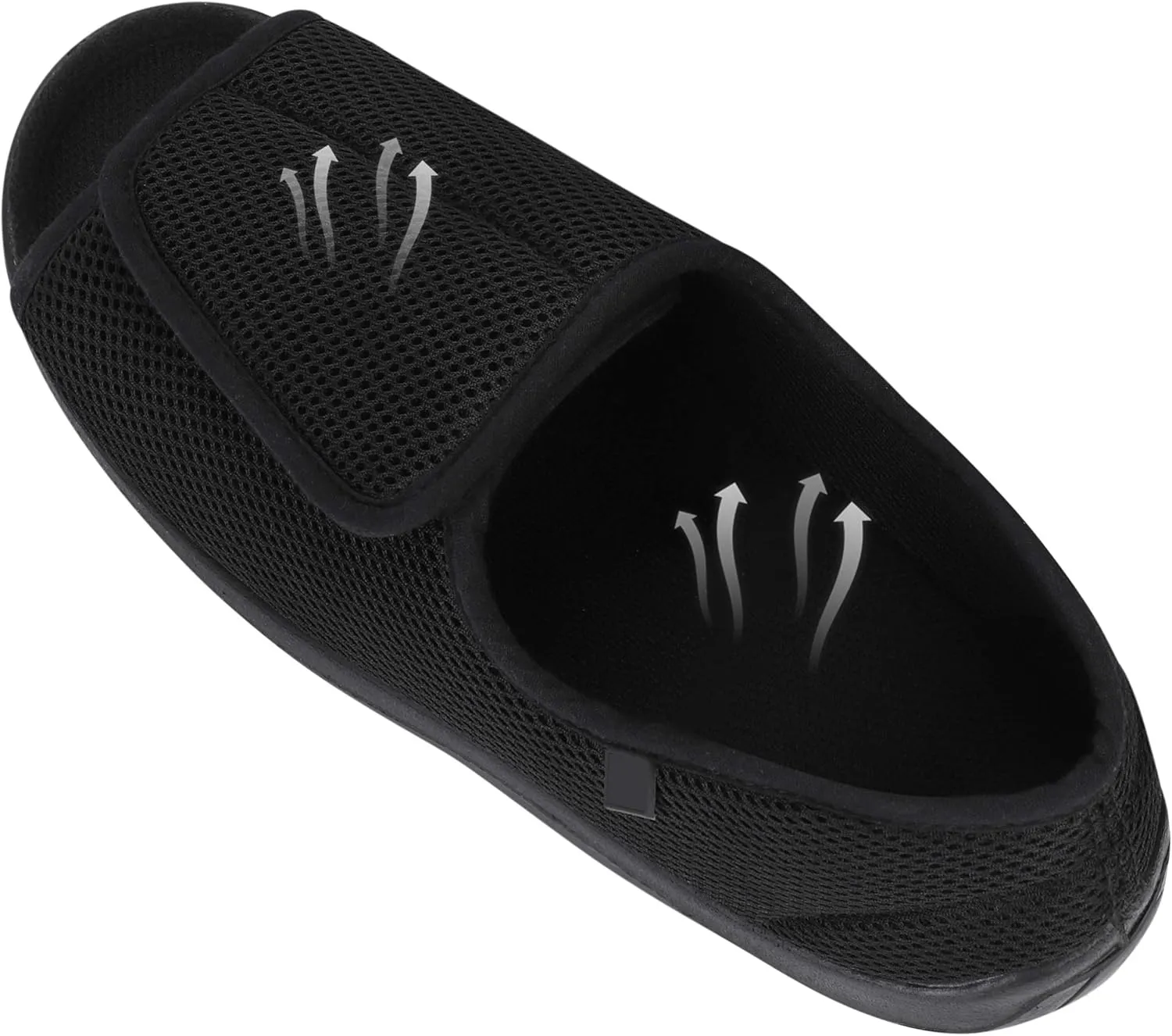 Men’s Diabetic Recovery Slippers Open Toe Wide Width Edema Shoes Adjustable Walking Shoes Memory Foam Slide Slippers Footwear for Arthritis Swollen Feet Elderly Senior Indoor Outdoor Use