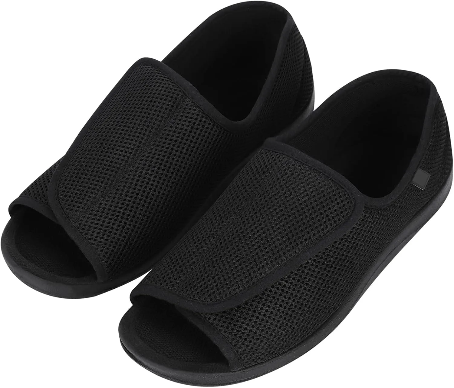 Men’s Diabetic Recovery Slippers Open Toe Wide Width Edema Shoes Adjustable Walking Shoes Memory Foam Slide Slippers Footwear for Arthritis Swollen Feet Elderly Senior Indoor Outdoor Use