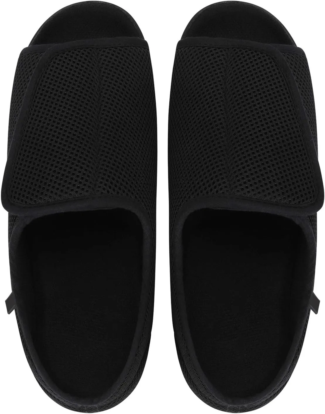 Men’s Diabetic Recovery Slippers Open Toe Wide Width Edema Shoes Adjustable Walking Shoes Memory Foam Slide Slippers Footwear for Arthritis Swollen Feet Elderly Senior Indoor Outdoor Use