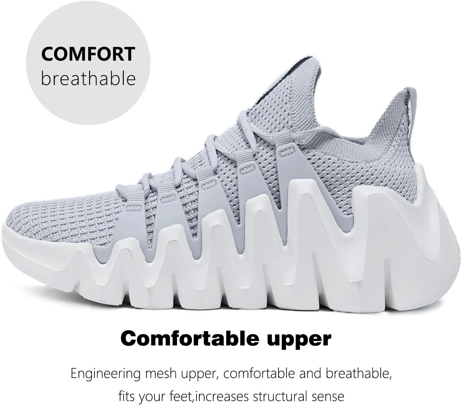 Men's Lightweight Walking Sneakers - Breathable Cushioning Gym Shoes Slip-Resistant Athletic Shoes for Running