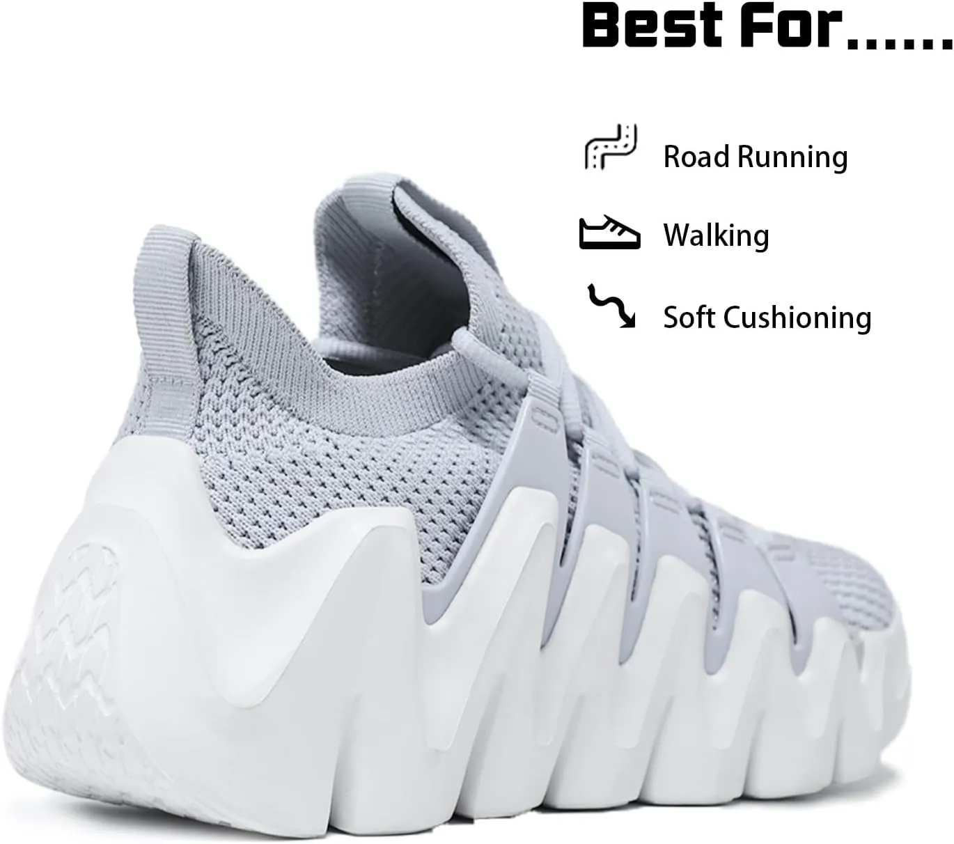 Men's Lightweight Walking Sneakers - Breathable Cushioning Gym Shoes Slip-Resistant Athletic Shoes for Running