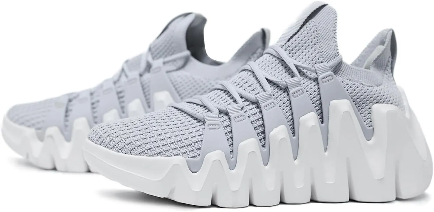 Men's Lightweight Walking Sneakers - Breathable Cushioning Gym Shoes Slip-Resistant Athletic Shoes for Running