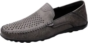 Mens Loafers Moccasins Shoes Lightweight Breathable PU Leather Comfortable Anti-Slip Slip Resistant Outdoor Classic Slip-ons