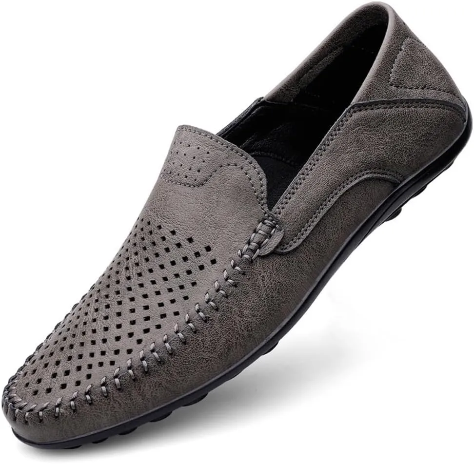 Mens Loafers Moccasins Shoes Lightweight Breathable PU Leather Comfortable Anti-Slip Slip Resistant Outdoor Classic Slip-ons