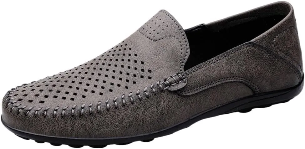 Mens Loafers Moccasins Shoes Lightweight Breathable PU Leather Comfortable Anti-Slip Slip Resistant Outdoor Classic Slip-ons