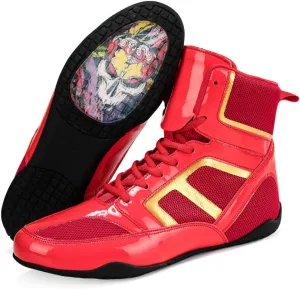 Men's Pro Boxing Shoes Breathable Wrestling Shoes Lightweight Training Shoe for Adult & Youth Men Women High Top Fitness Sneakers Non Slip Rubber Boots Deep Squat Combat Shoes