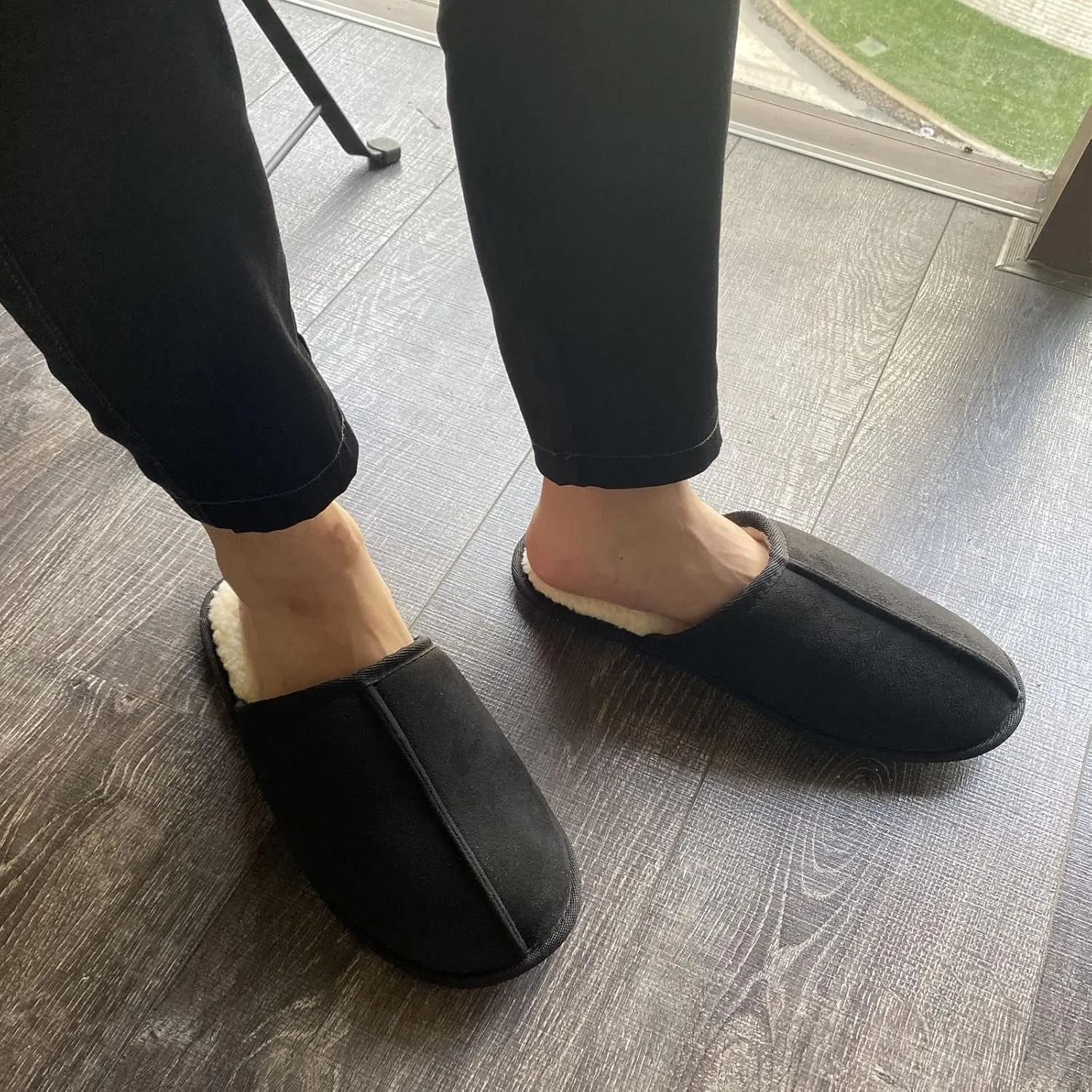 Mens Scuff Slippers Micro Suede Memory Foam Slide Clogs Slip on Indoor Outdoor House Shoes